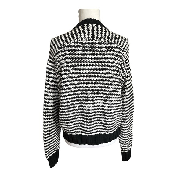 NWT $158 Evereve Pistola Adina Black White Stripe Knit Cotton Sweater Sz SMALL - Picture 11 of 16
